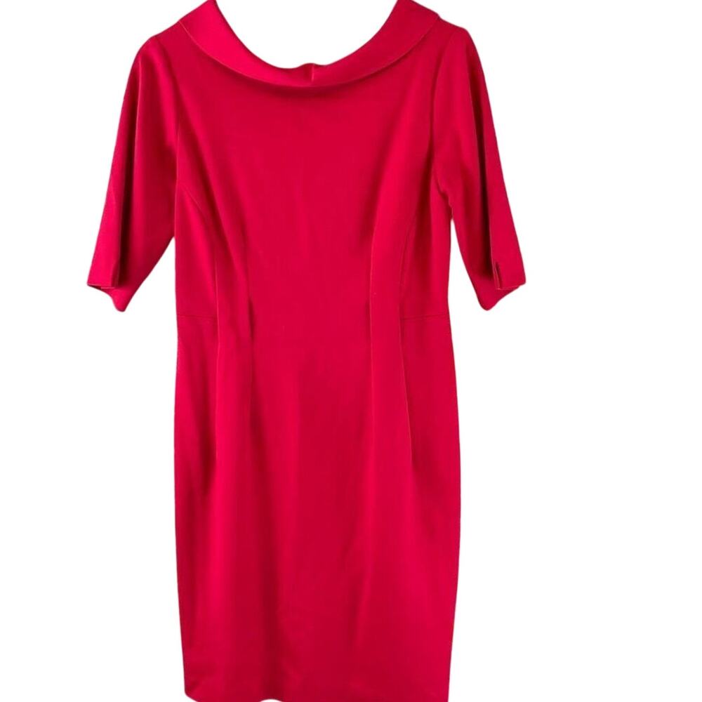 Barrie Pace Hot Pink Bardot Collar Sheath Dress Mad Men Vibes Size 6